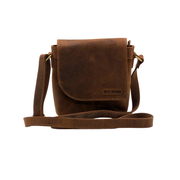 Genuine Leather Crossbody Purse Messenger Style - Brown