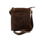 Genuine Leather Crossbody Purse Messenger Style - Brown