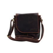 Genuine Leather Crossbody Purse Messenger Style - Brown
