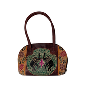 Genuine Leather Top-Handle Bag Hand-Painted