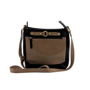Genuine Leather Crossbody Purse - Dual Tone