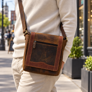 Genuine Leather Crossbody Purse Style - Brown (Multi)
