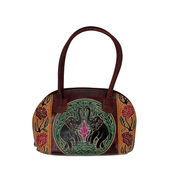 Genuine Leather Top-Handle Bag Hand-Painted