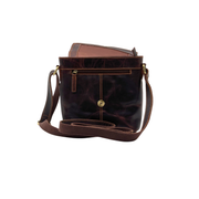 Genuine Leather Crossbody Purse Messenger Style - Brown