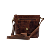 Genuine Leather Crossbody Purse Messenger Style - Brown