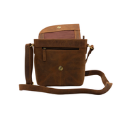 Genuine Leather Crossbody Purse Messenger Style - Brown