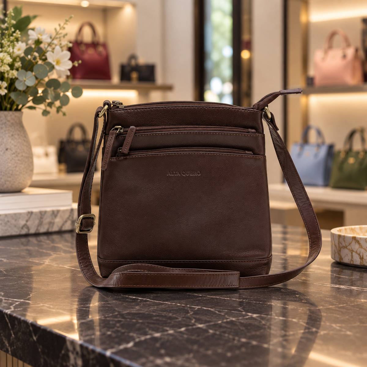 Genuine Leather Crossbody Purse Style - (Multi)