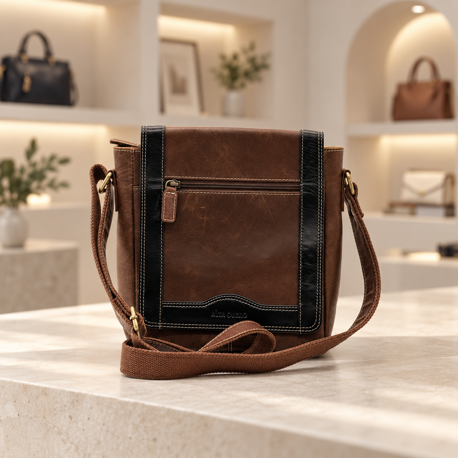 Genuine Leather Crossbody Purse Style – Brown (Multi)
