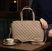 Genuine Leather Tote Bag - Black / Coffee