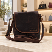 Genuine Leather Crossbody Purse Messenger Style - Brown
