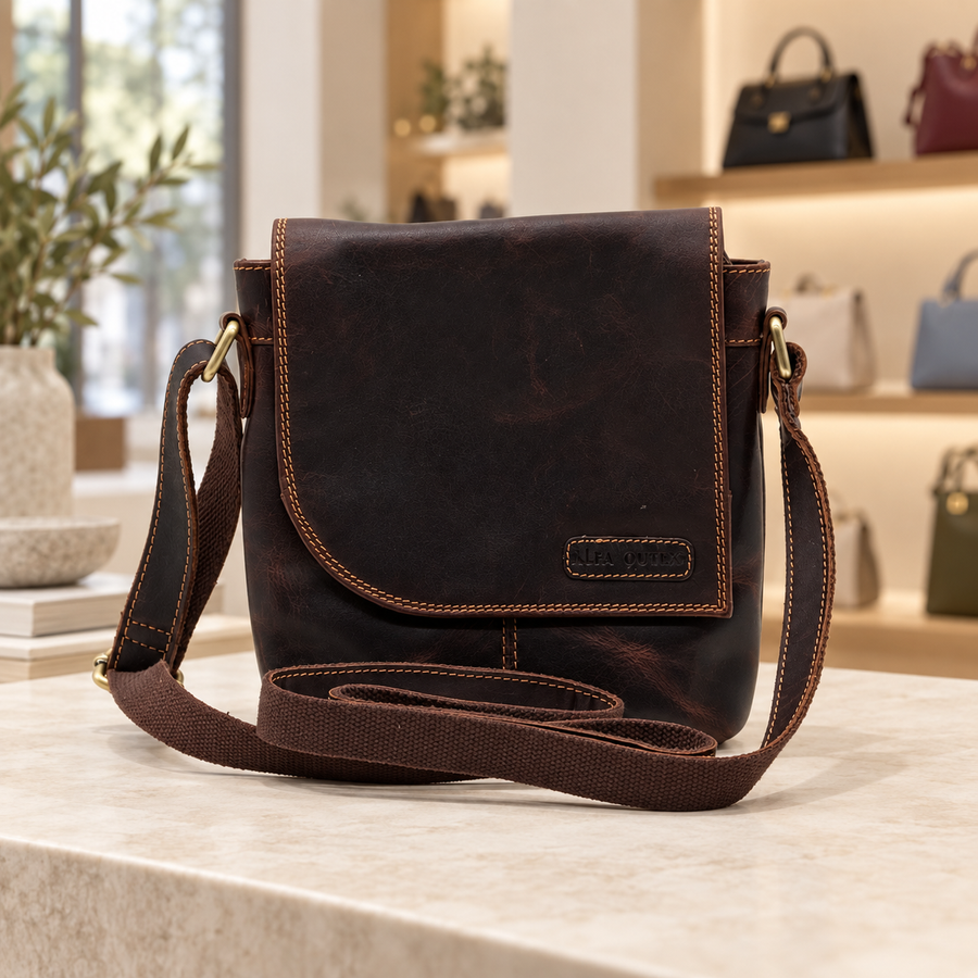 Genuine Leather Crossbody Purse Messenger Style – Brown
