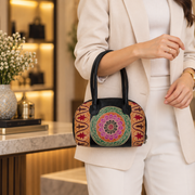 Genuine Leather Top-Handle Bag Hand-Painted