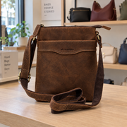 Genuine Leather Crossbody Purse Messenger Style - Brown
