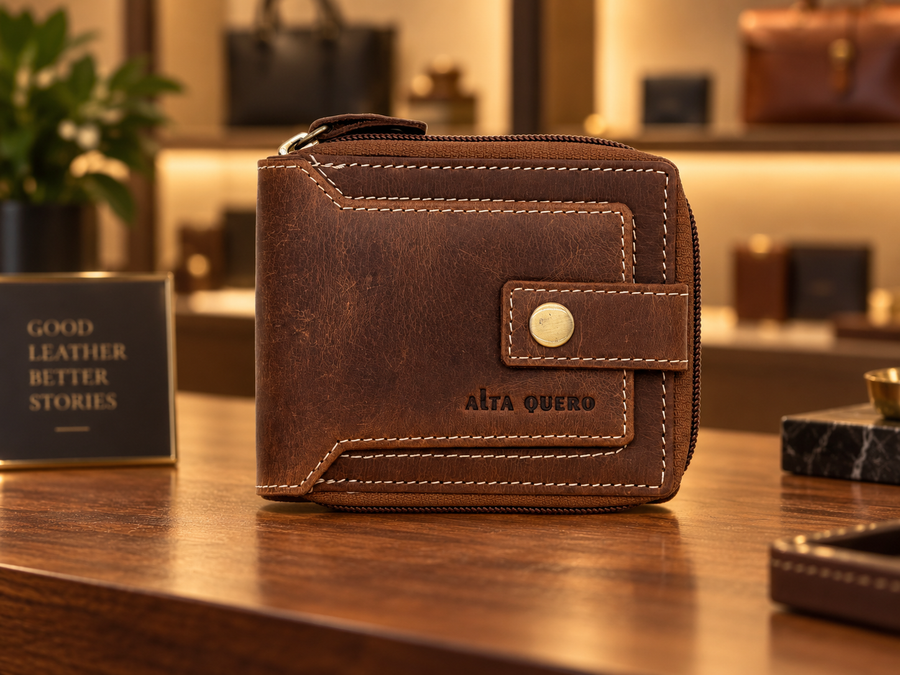 Genuine Leather Men's Wallet RFID – Brown Flap