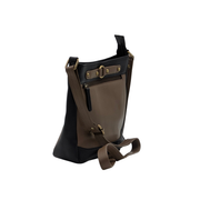 Genuine Leather Crossbody Purse - Dual Tone