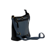 Genuine Leather Crossbody Purse - Dual Tone