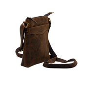 Genuine Leather Crossbody Purse Messenger Style - Brown