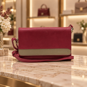 Genuine Leather Crossbody Purse and Wallet - Dual Tone