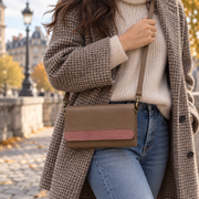 Genuine Leather Crossbody Purse and Wallet - Dual Tone