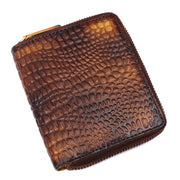 Genuine Leather RFID Wallet - (Tan / Brown Croco) Dual-Tone