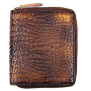 Genuine Leather RFID Wallet - (Tan / Brown Croco) Dual-Tone