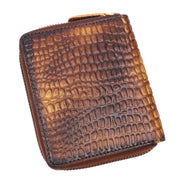 Genuine Leather RFID Wallet - (Tan / Brown Croco) Dual-Tone