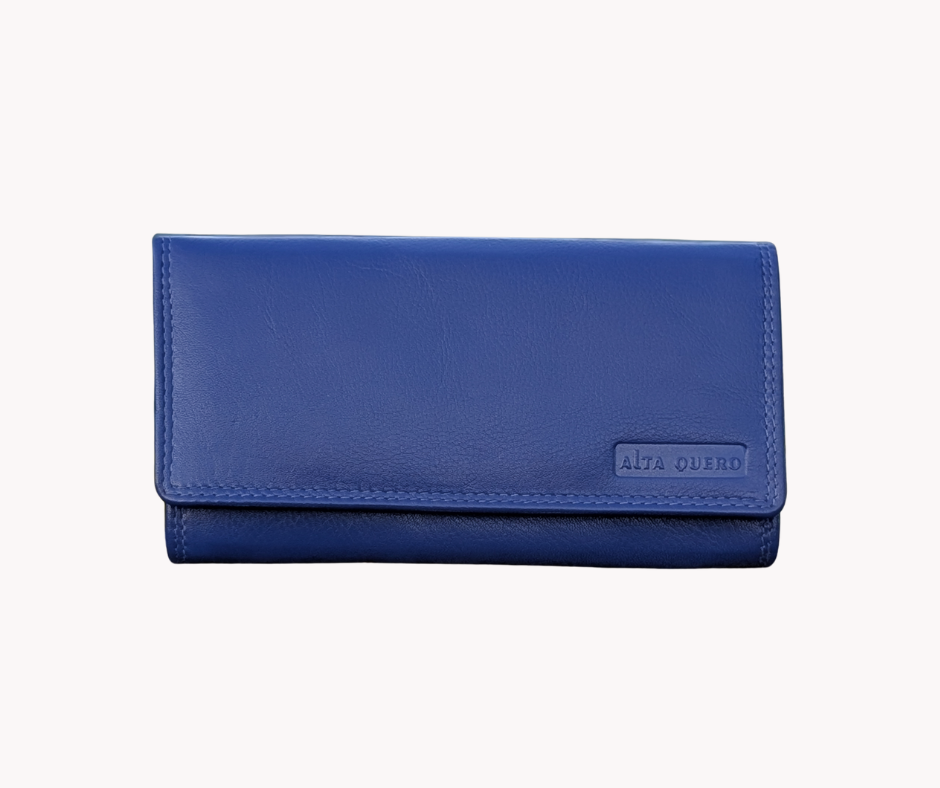 Genuine Leather Women's Wallet - Black and Blue