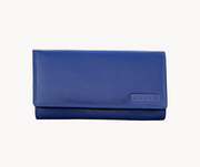 Genuine Leather Women's Wallet - Black and Blue