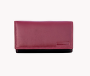 Genuine Leather Women's RFID Wallet - Black and Red