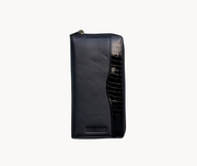 Genuine Leather Women's RFID Wallet - Black Croco