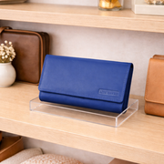 Genuine Leather Women's Wallet - Black and Blue
