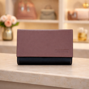 Genuine Leather Women's RFID Wallet - Black and Cognac