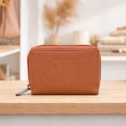 Genuine Leather RFID Card Holder Wallet with ID Window Brown