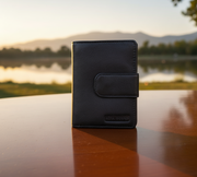 Genuine Leather Women's Wallet - Black and Brown