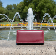 Genuine Leather Women's RFID Wallet - Black and Red