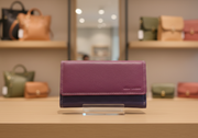 Genuine Women's Leather RFID Wallet - Pink and Purple