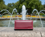 Genuine Leather Women's RFID Wallet - Black and Red