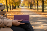 Genuine Women's Leather RFID Wallet - Pink and Purple