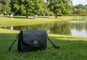 Genuine Leather Crossbody Purse - Black and Grey