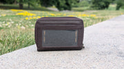 Genuine Leather RFID Card Holder Wallet with ID Window Brown