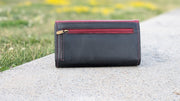 Genuine Leather Women's RFID Wallet - Black and Red
