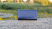 Genuine Leather Women's Wallet - Black and Blue