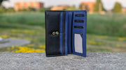 Genuine Leather Women's Wallet - Black and Blue