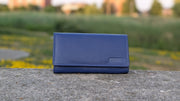 Genuine Leather Women's Wallet - Black and Blue
