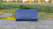 Genuine Leather Women's Wallet - Black and Blue