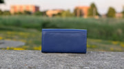 Genuine Leather Women's Wallet - Black and Blue