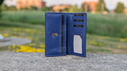 Genuine Leather Women's Wallet - Black and Blue