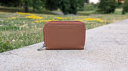 Genuine Leather RFID Card Holder Wallet with ID Window Brown