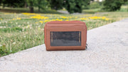 Genuine Leather RFID Card Holder Wallet with ID Window Brown