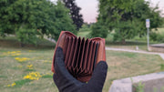 Genuine Leather RFID Card Holder Wallet with ID Window Brown